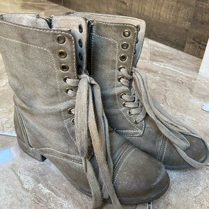 Tan combat boots